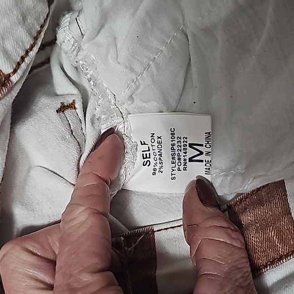 Saints & Hearts flare leg jeans, size medium, brown/copper & white stripes - Picture 4 of 5